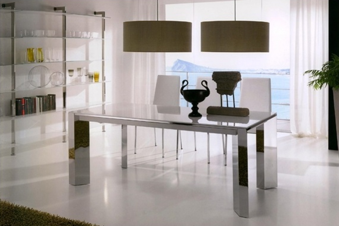 490 MESA DE ACERO Y TAPA DE CRISTAL