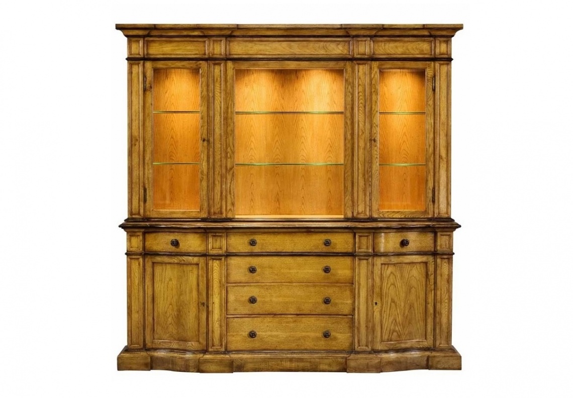 OAK DISPLAY CASE WITH FOUR DOORS WITH CURVED FRONT