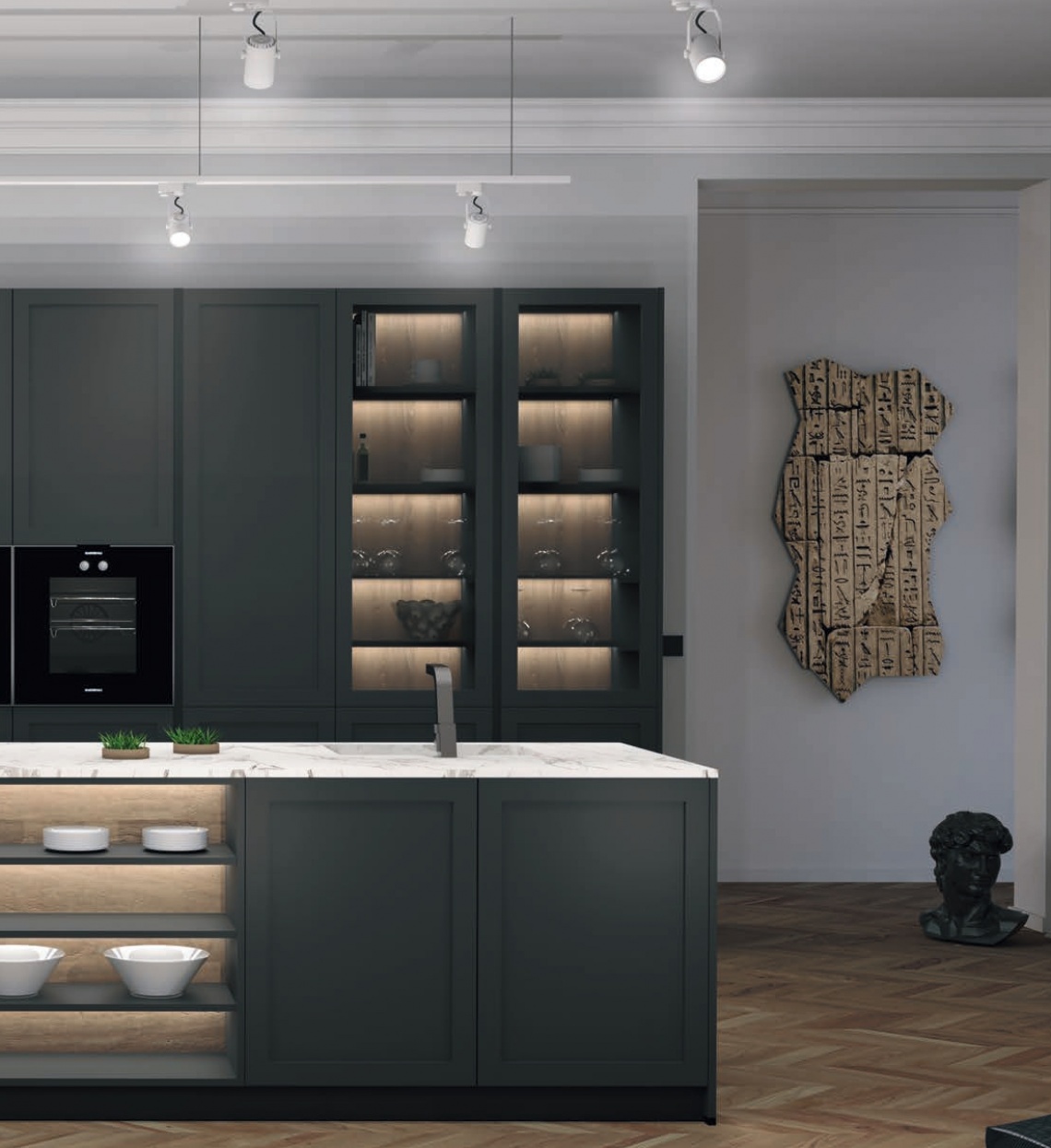 LACQUERED GREY KITCHEN