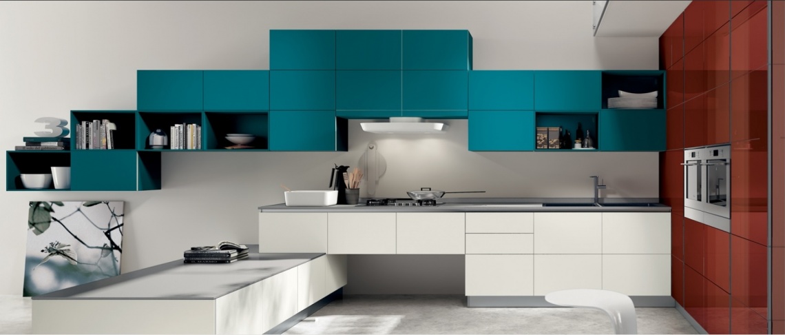 CONTEMPORARY DESIGN KITCHEN WITH HIGH GLOSS LACQUER IN VARIOUS COLORS