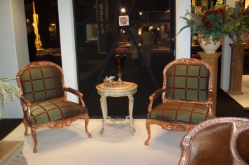 PAIR OF BAROQUE STYLE ARMCHAIRS UPHOLSTERED WITH CHECKED FABRIC