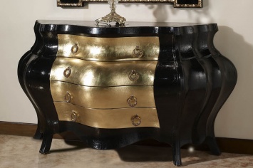 517 COMODA PANZUDA EN ORO Y NEGRO