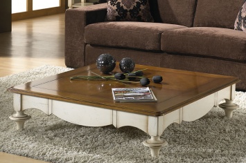 CLASSIC STYLE TWO-TONE COFFEE TABLE IN WHITE AND CHERRY