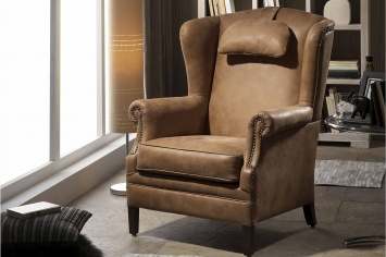 291 SILLON OREJERO EN PIEL COLOR MARRON