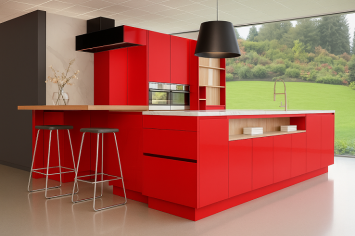 COMPLETE INTEGRATED KITCHEN LACQUERED IN GLOSSY CONTEMPORARY RED