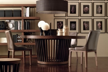 MESA DE COMEDOR REDONDA CON DISEÑO DE PIE CENTRAL