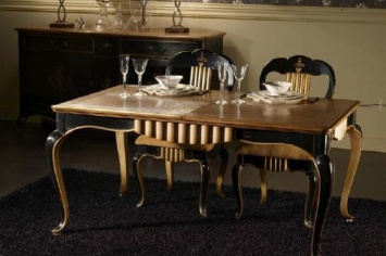 MESA DE COMEDOR EN DORADO Y NEGRO