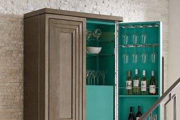 MUEBLE BAR EN GRIS Y VERDE