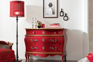 CÓMODA LACADA EN ROJO CON CEREZO