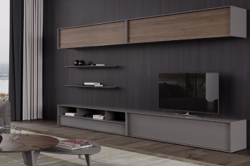 MODULAR EN GRIS Y MADERA