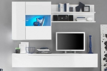 MODULAR LIVING ROOM UNIT LACQUERED IN WHITE