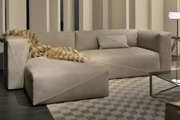 CHAISE LONGUE SOFA IN GREY FABRIC