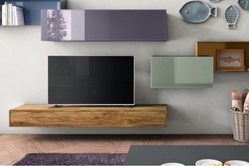 MODULAR PARA SALÓN EN MADERA Y VARIOS TONOS DE LACADO