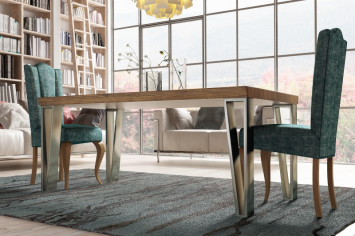 MESA CON ACERO Y MADERA