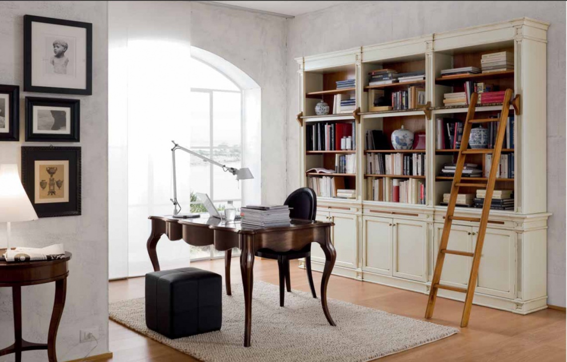 CUSTOM BOOKCASE WITH LADDER TO THE TOP