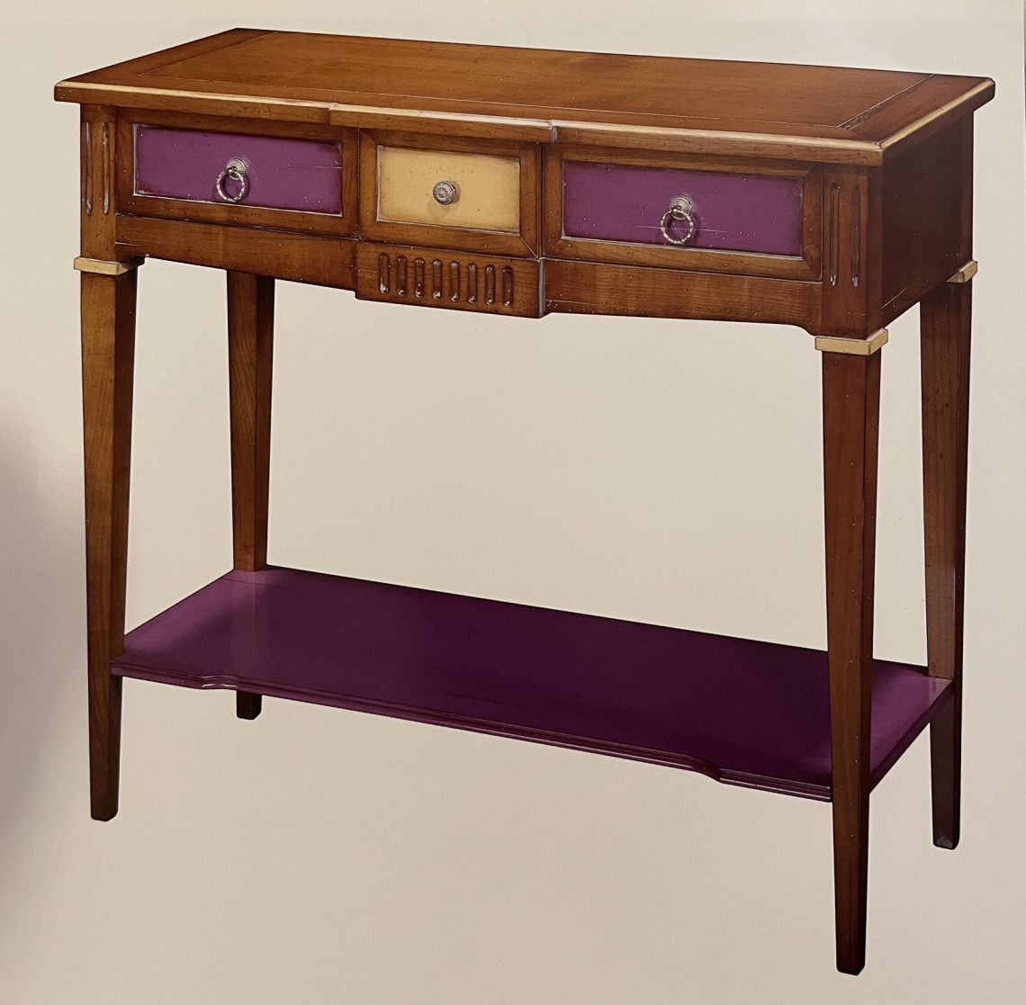 CONSOLA EN MADERA DE CEREZO Y VIOLETA