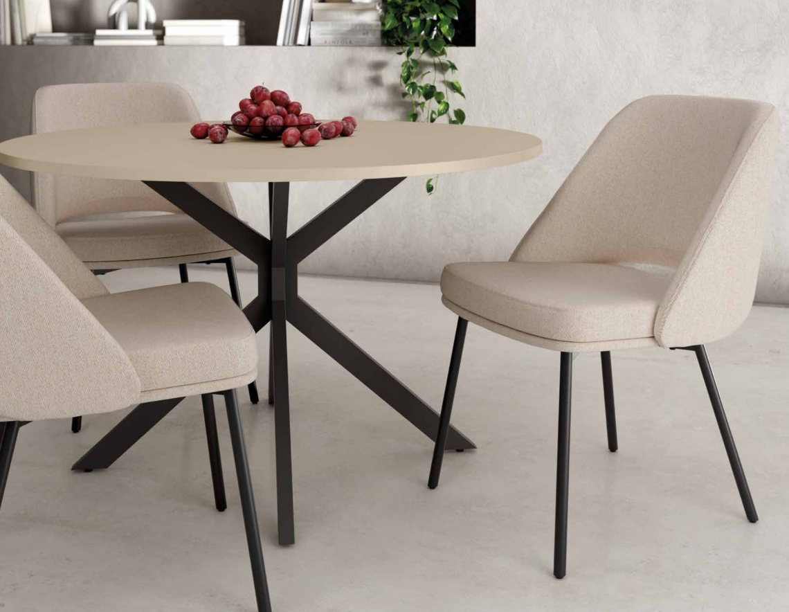 MESA DE COMEDOR REDONDA CON PIE CENTRAL
