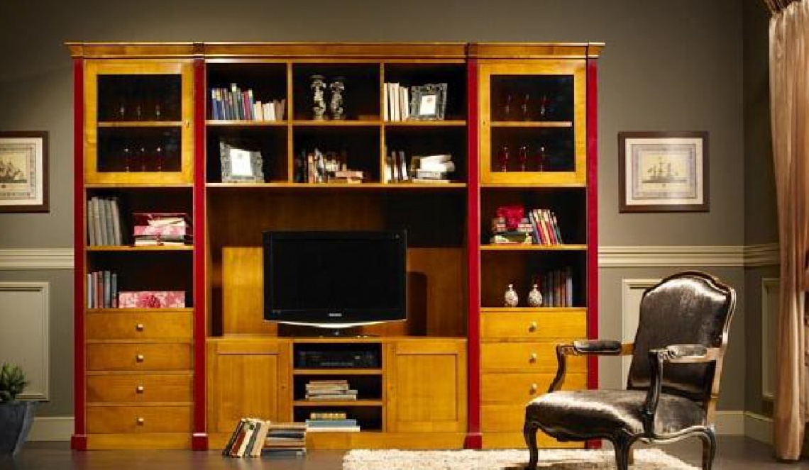 MUEBLE A MEDIDA EN CEREZO Y ROJO