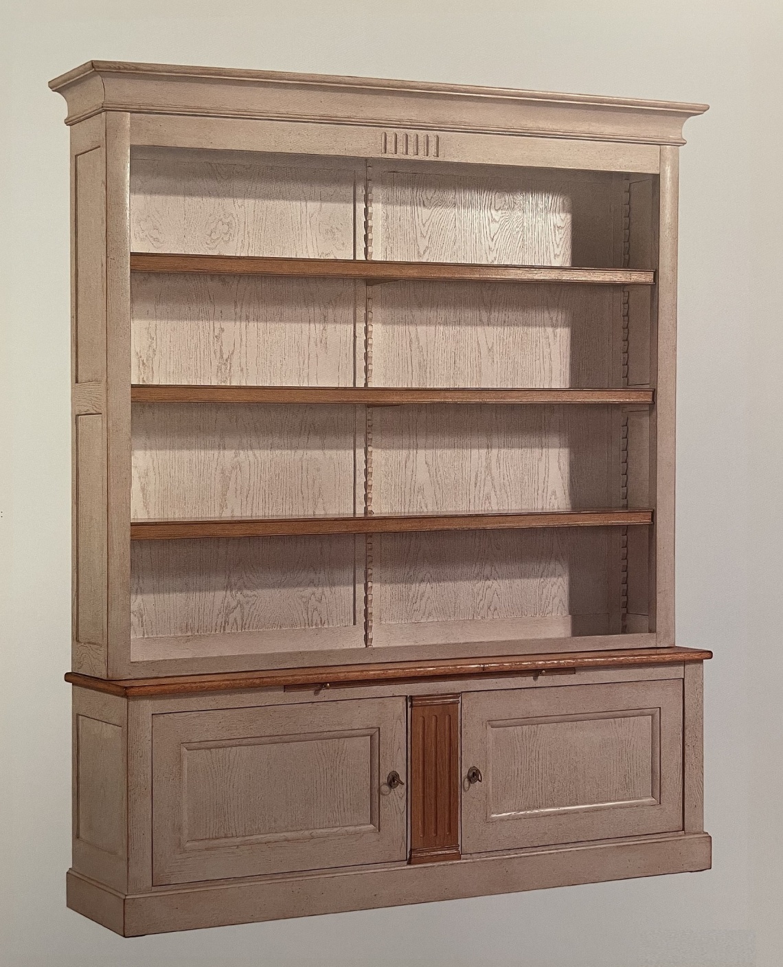 BIBLIOTECA EN GRIS Y MADERA