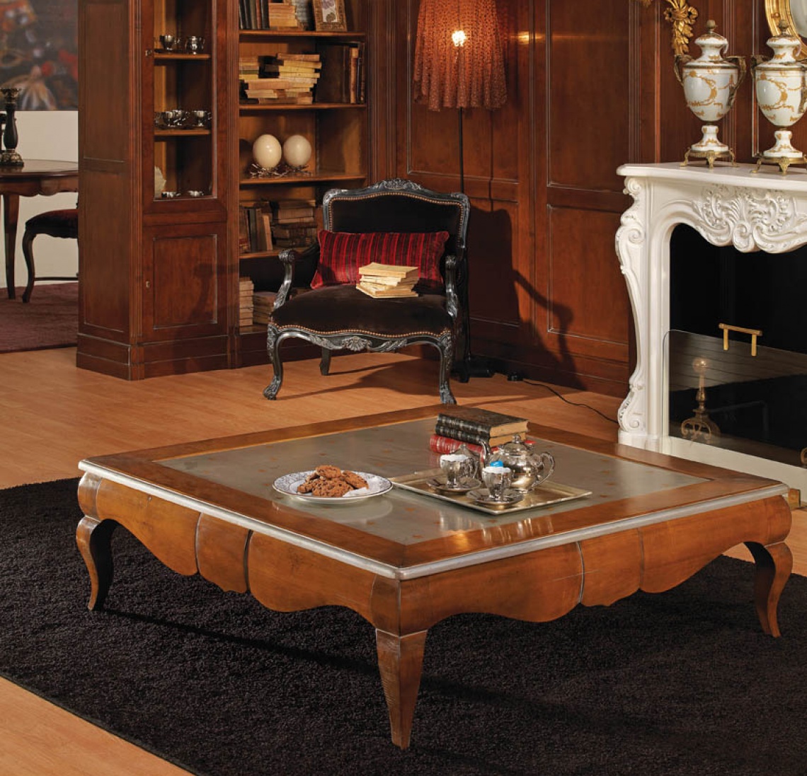 MESA DE CENTRO CUADRADA EN CEREZO