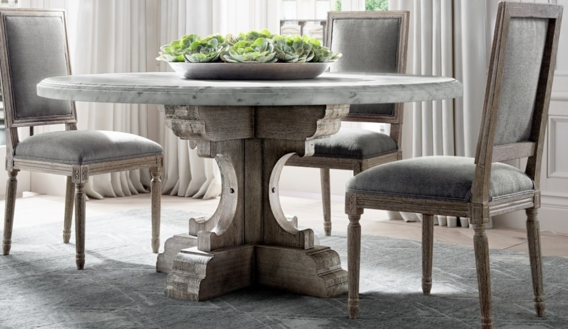 RUSTIC DINING TABLE WITH MARBLE OR WOODEN