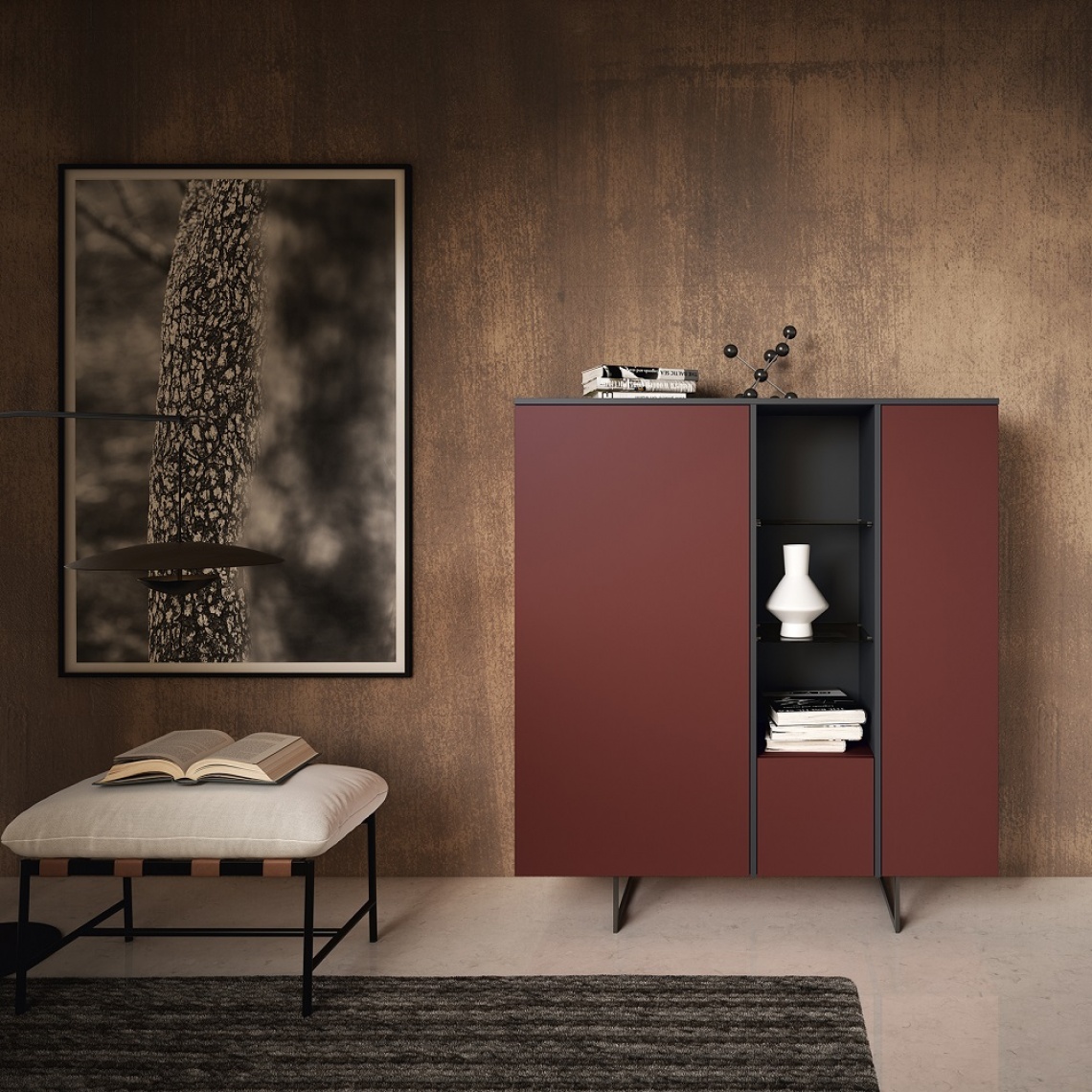 CONTENEDOR EN GRIS Y ROJO
