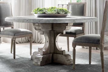 RUSTIC DINING TABLE WITH MARBLE OR WOODEN
