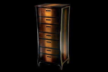 WOODEN CHEST OF DRAWERS WITH FADEN COLORS